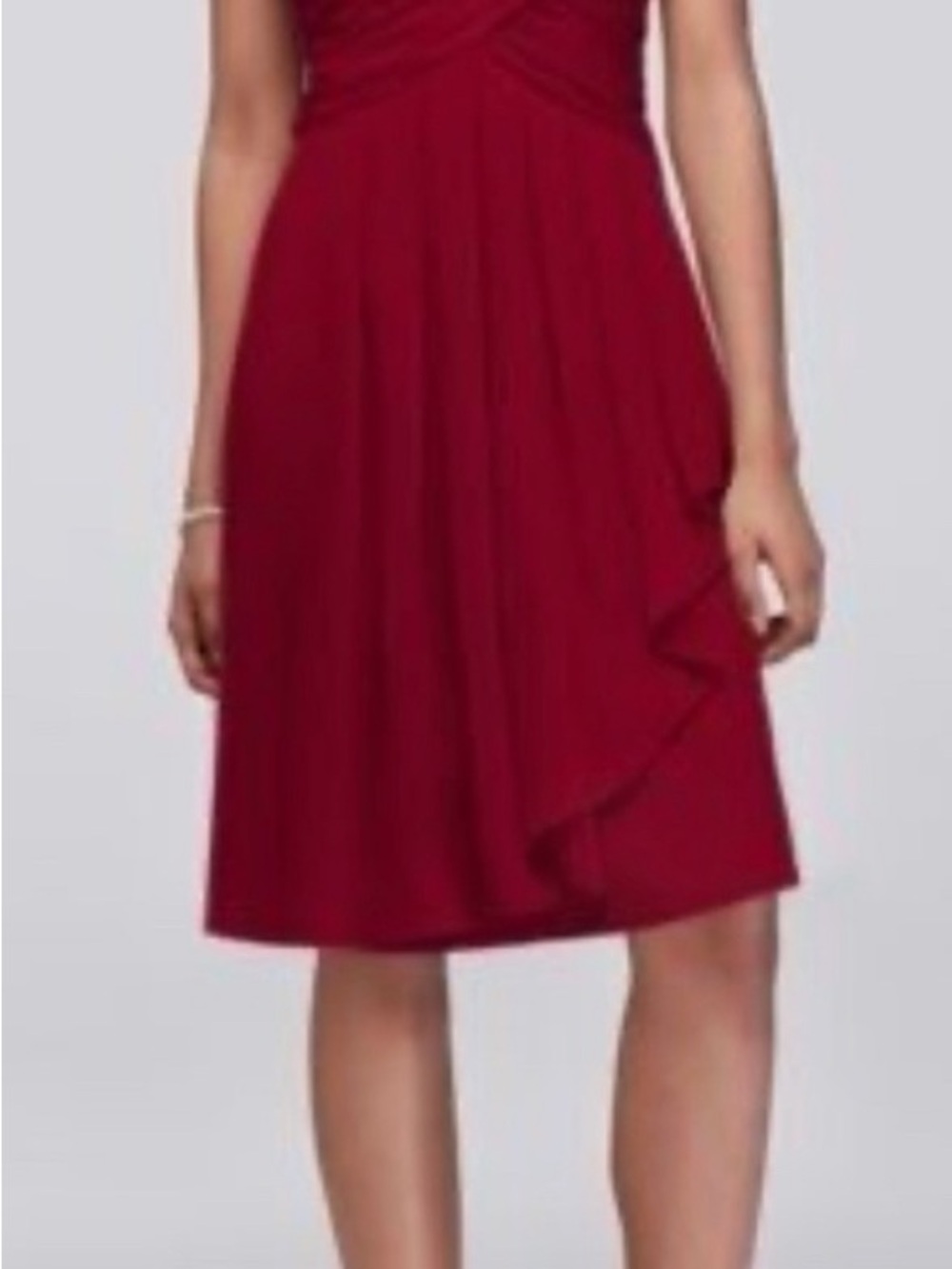 David's Bridal Deep Red Sleeveless Midi Dress